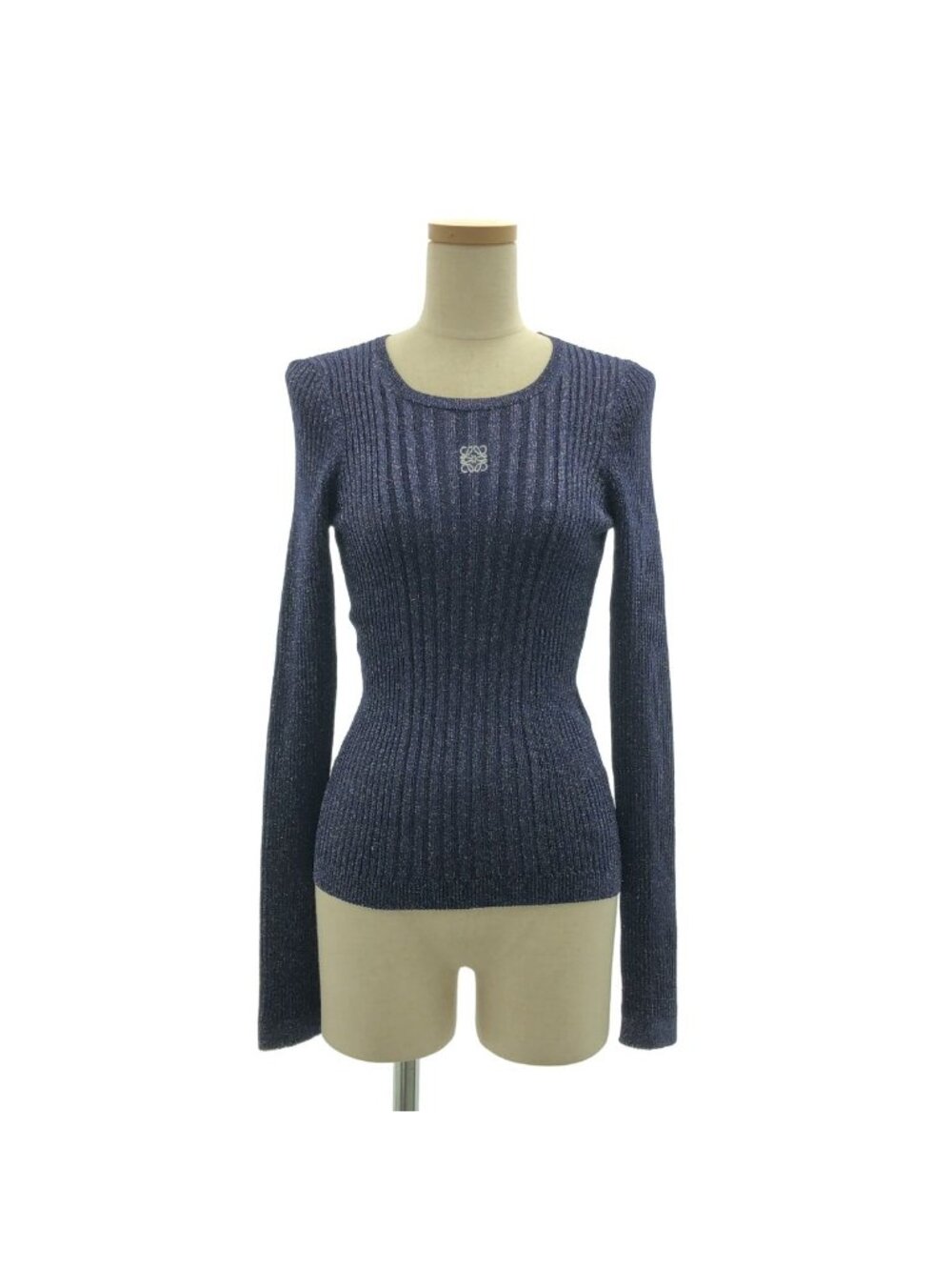 Loewe Rib Anagram Logo Knit XS Navy Sweater